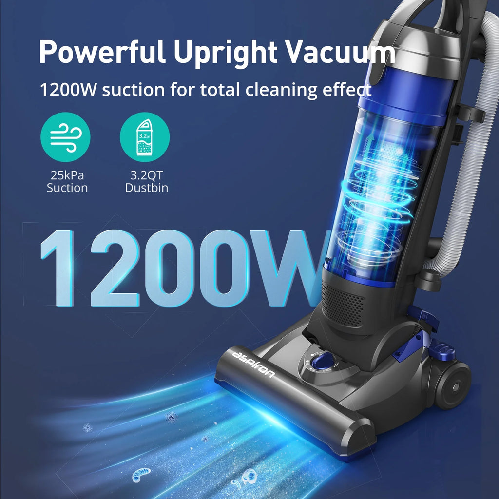 Aspiron Bagless Upright Vacuum Cleaner, 25Kpa, 3L Dust Cup K976385