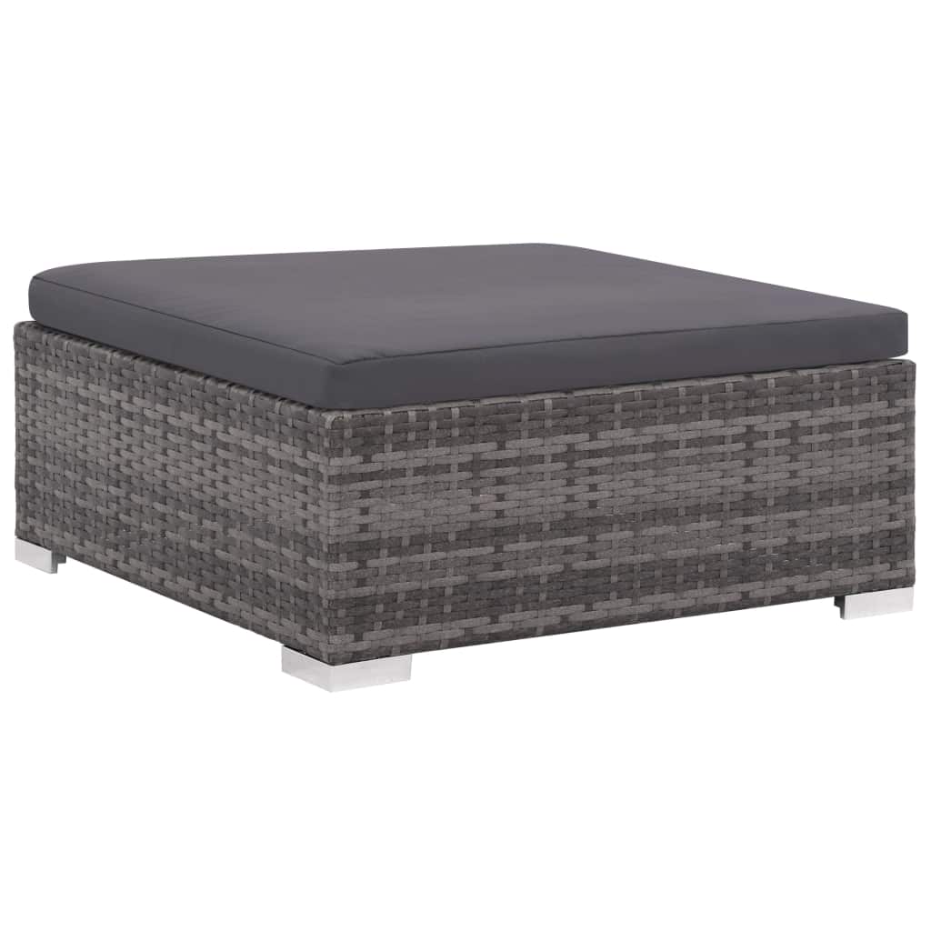 Set of 6 Poly Rattan Patio Sectional Corner Sofa with 2 Ottoman and Cushions Gray M945197