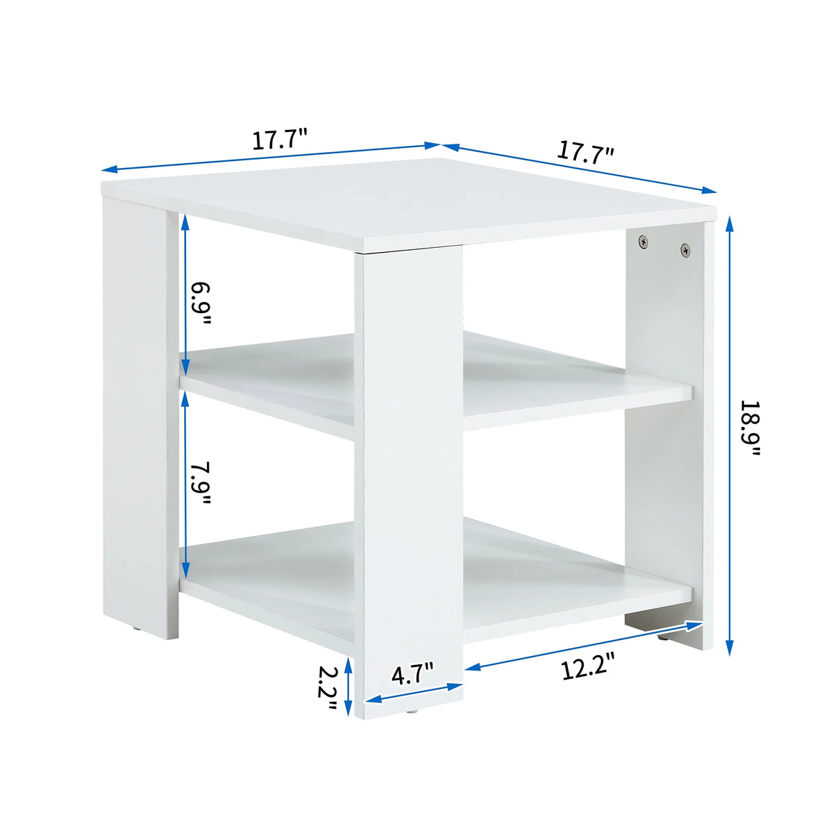 White 3 Tier Wood Square Nightstand R66896