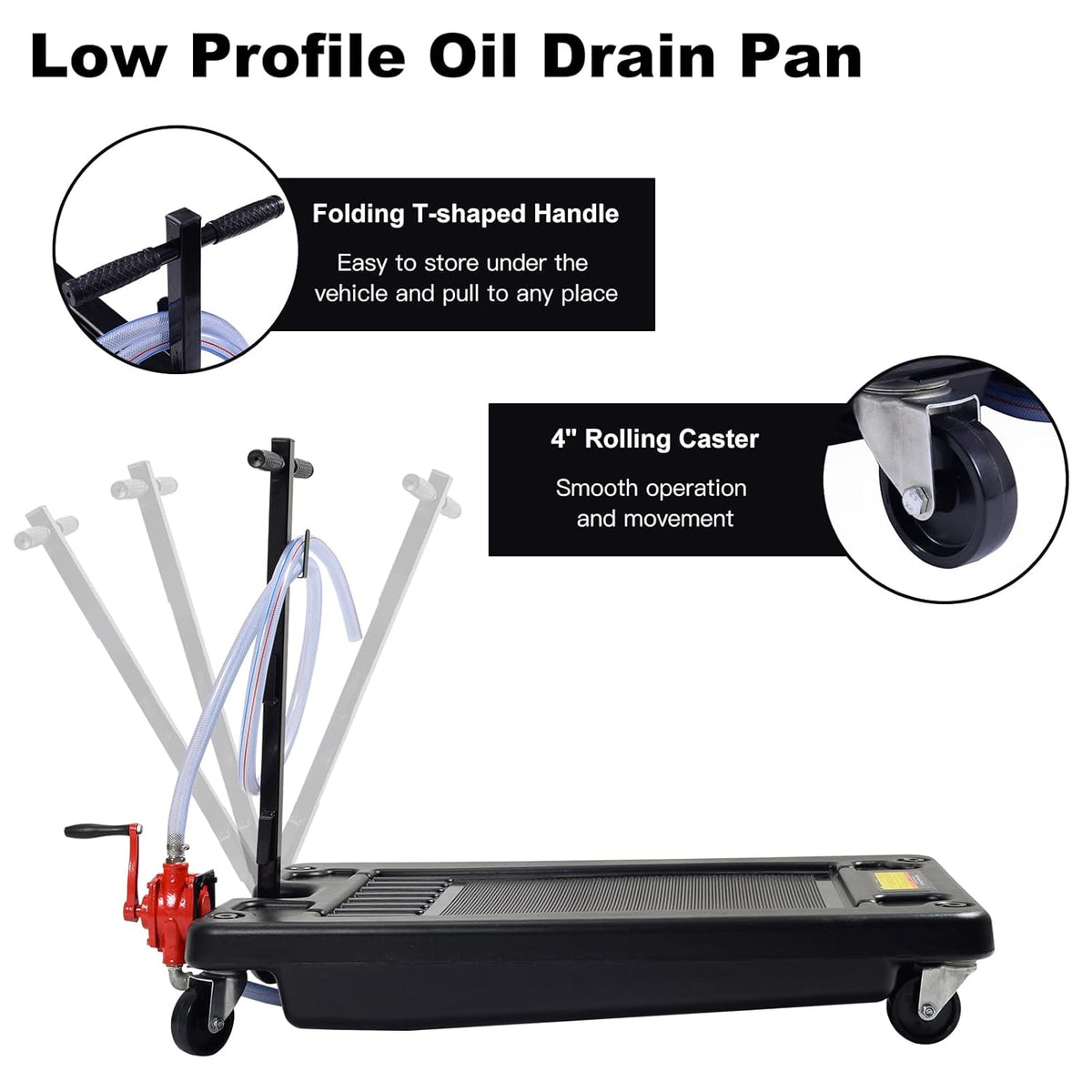 Black 17 Gallon Low Profile Oil Drain Pan with Pump F93183