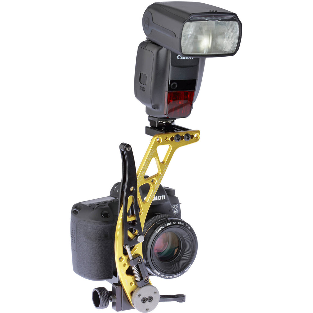 Gold Right-Handed Rotating Flash Bracket with Universal QR Plate Q61272