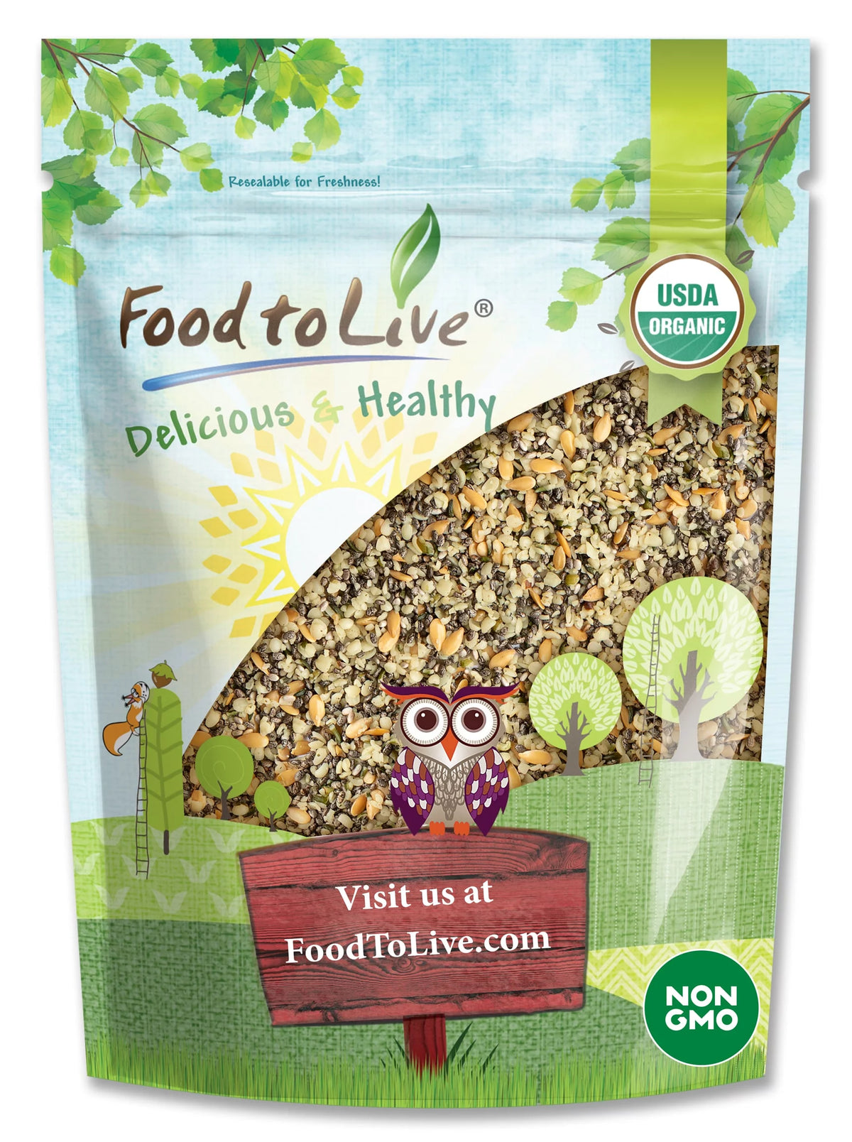 Organic Chia Flax and Hemp Seeds Mix 5 Pounds Non-GMO K151
