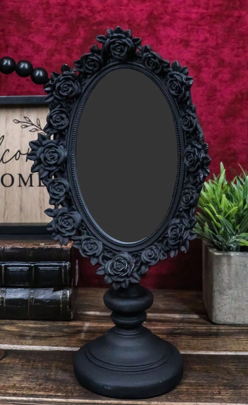 Black Floral Vanity Dresser Table Mirror P515278