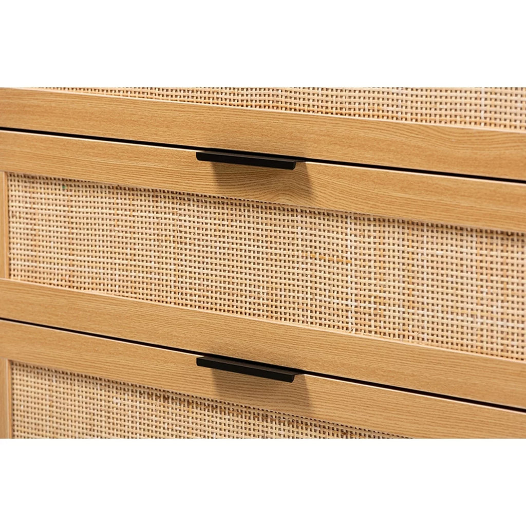 Espresso Brown Wood and Rattan 3-Drawer Dresser Z28758