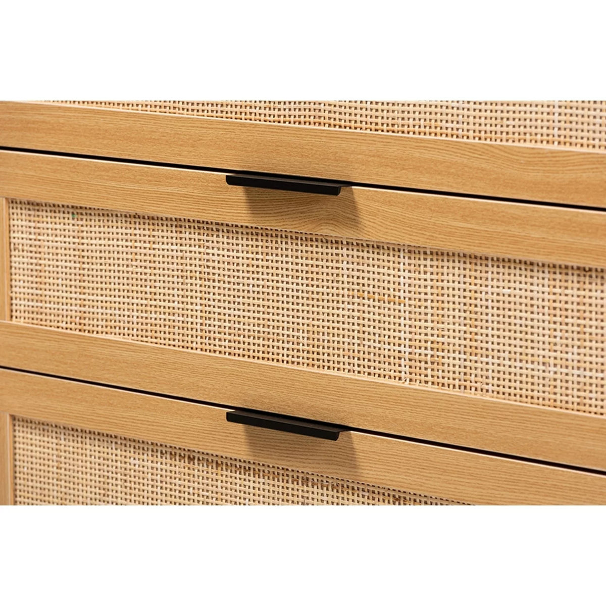 Espresso Brown Wood and Rattan 3-Drawer Dresser Z28758