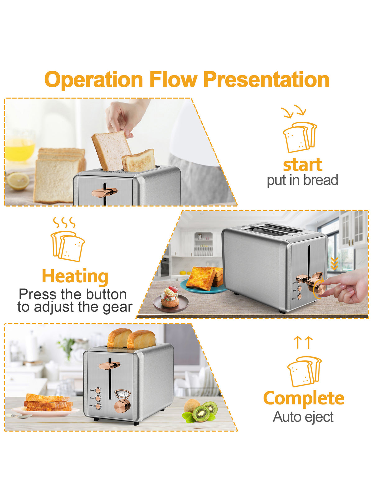 Stainless Steel 2 Slice Toaster with Removable Crumb Tray G992