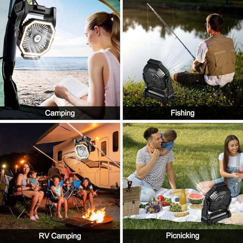 20000mAh Rechargeable Camping Fan with LED Lantern A505435
