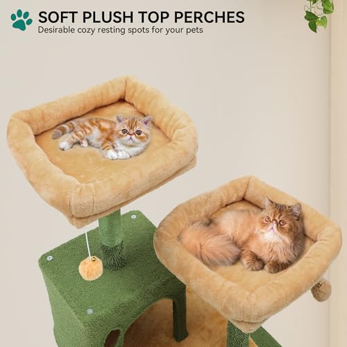 Tall Cat Tree Tower with Self-Grooming Brush, Sisal Scratching Posts and Board Z425813