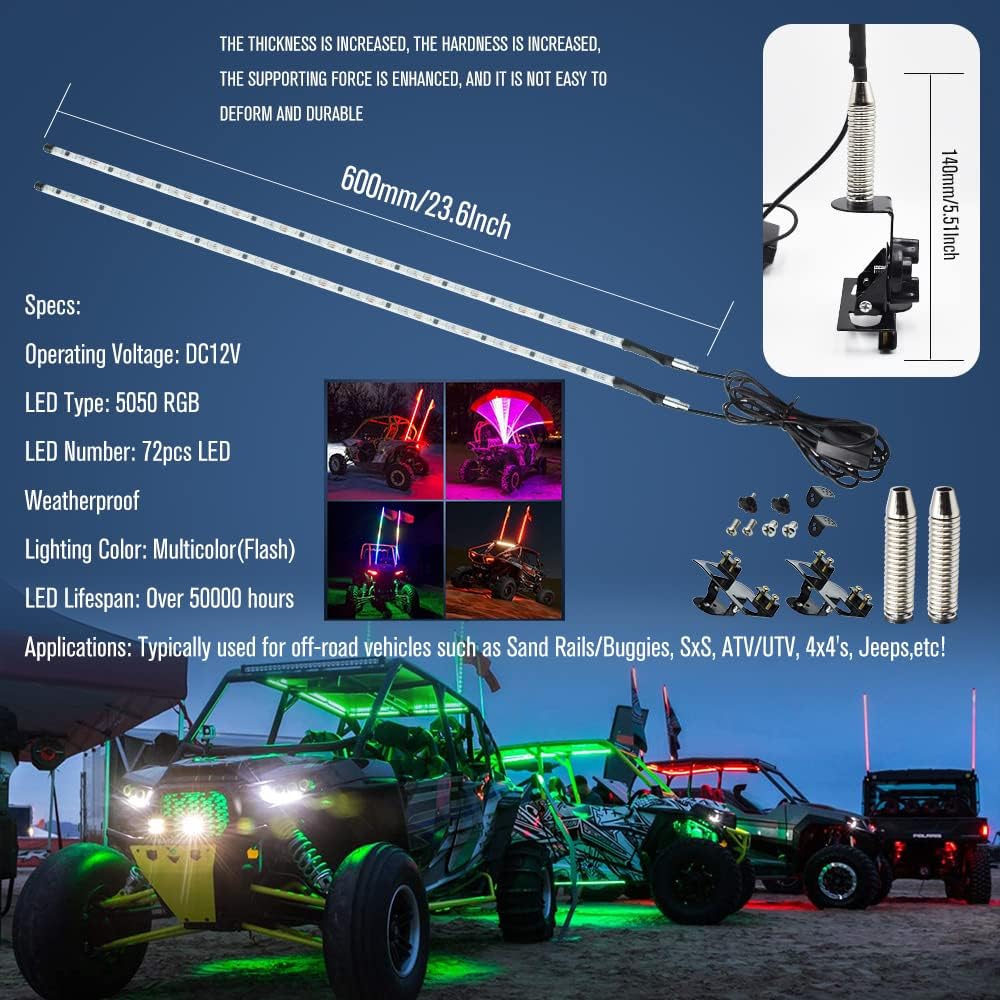 2.7FT LED Whip Lights Antenna Kits, Pack of 2 C74108