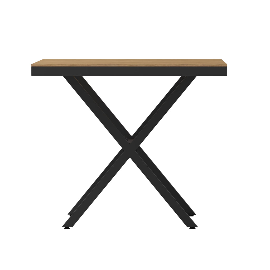 Outdoor Dining Table with Faux Teak Poly Slats and Metal Frame B647