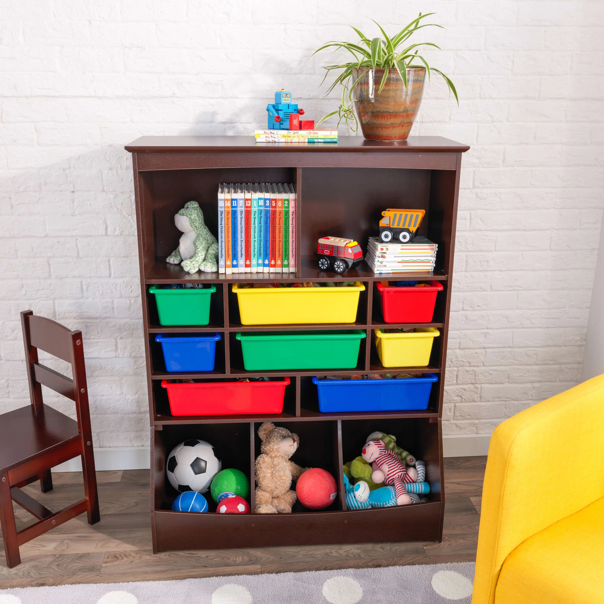 Wood Wall Storage Unit Organizer with 8 Bins K852