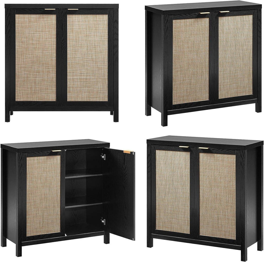 Set of 2 Rattan Cabinet with Doors P272980