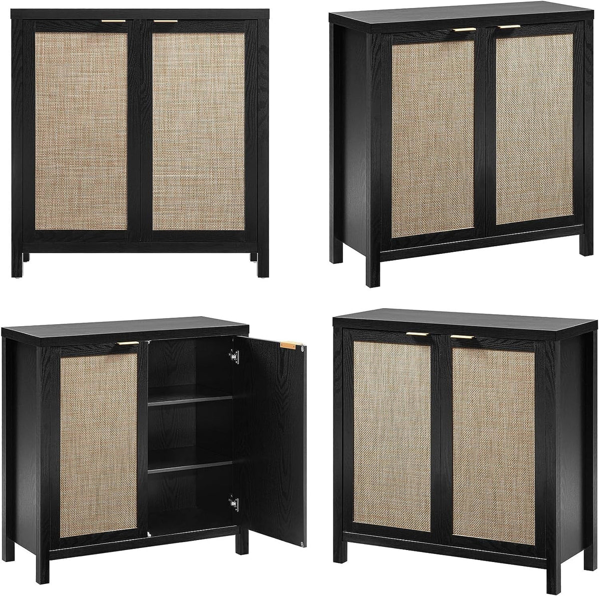 Set of 2 Rattan Cabinet with Doors P272980