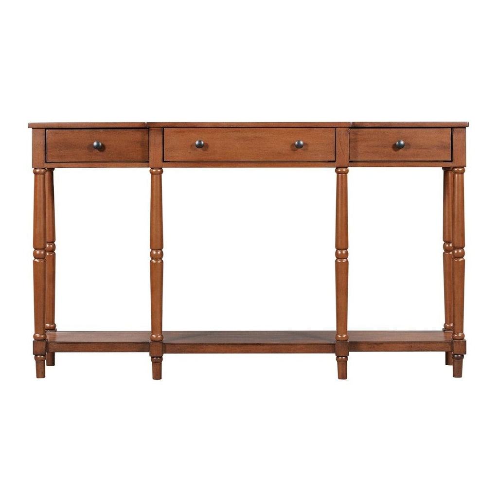 Antique Green Solid Wood Console Table with Storage Shelf and Drawer E9122