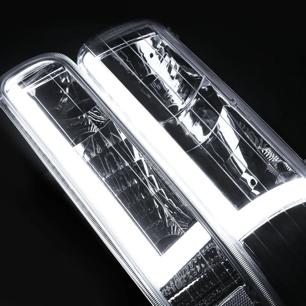 Headlights Assembly with LED Tube DRL for Chevy Silverado Suburban Tahoe Truck U36754