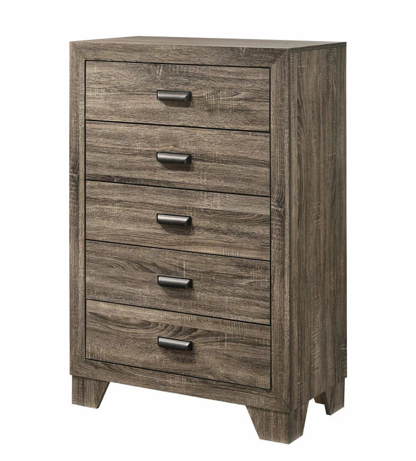 6Pc Queen Size Panel Bed Dresser Mirror Nightstand Chest Set Wooden Gray W456892