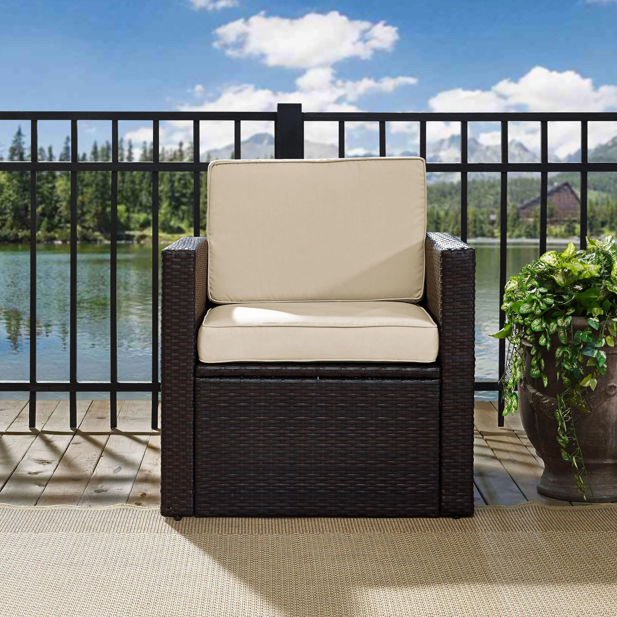 Brown Wicker Patio Arm Chair D8340