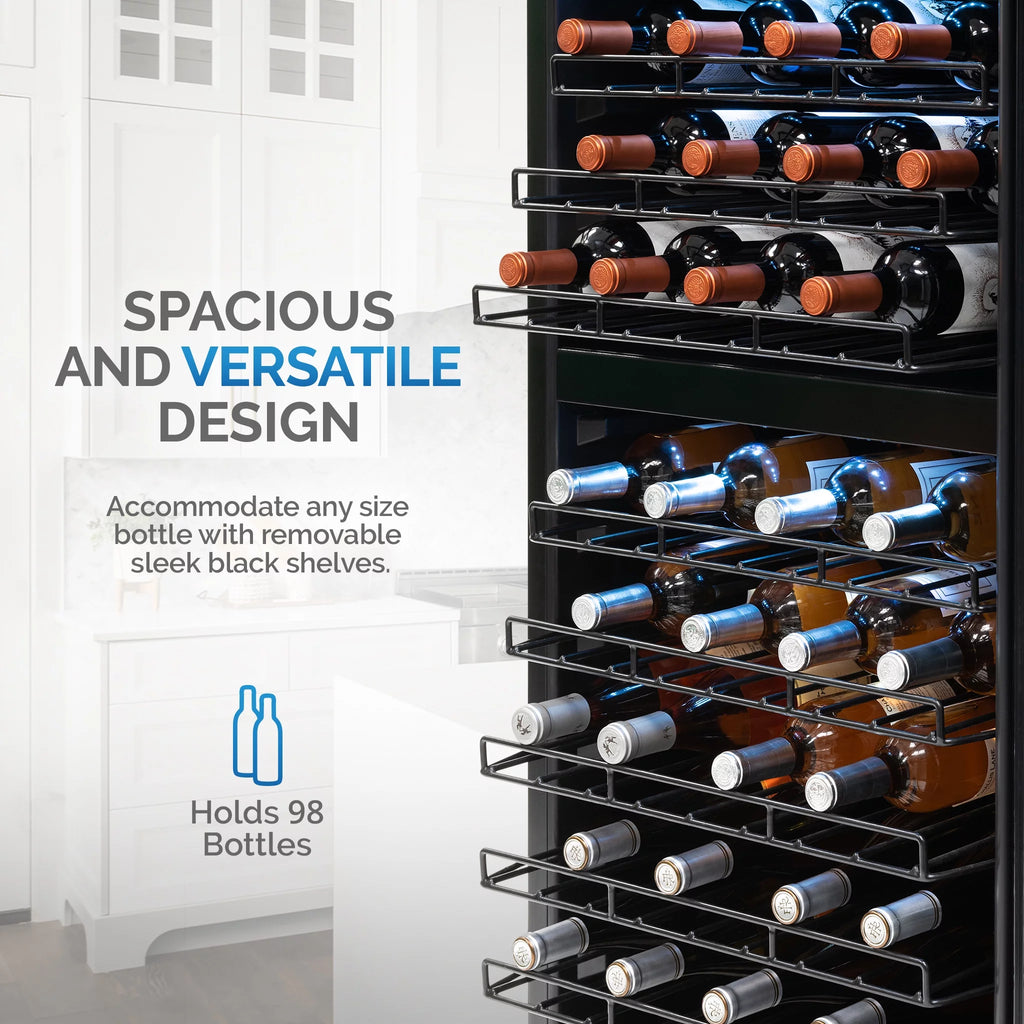 98 Bottle Dual Zone Stainless Steel Wine Refrigerator P174