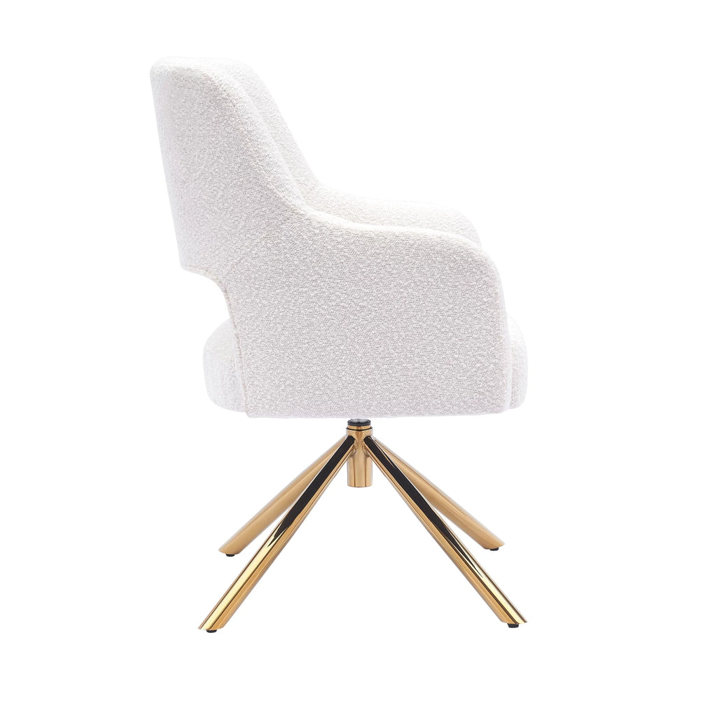 Cream Boucle Fabric Upholstered Swivel Accent Chair S507382