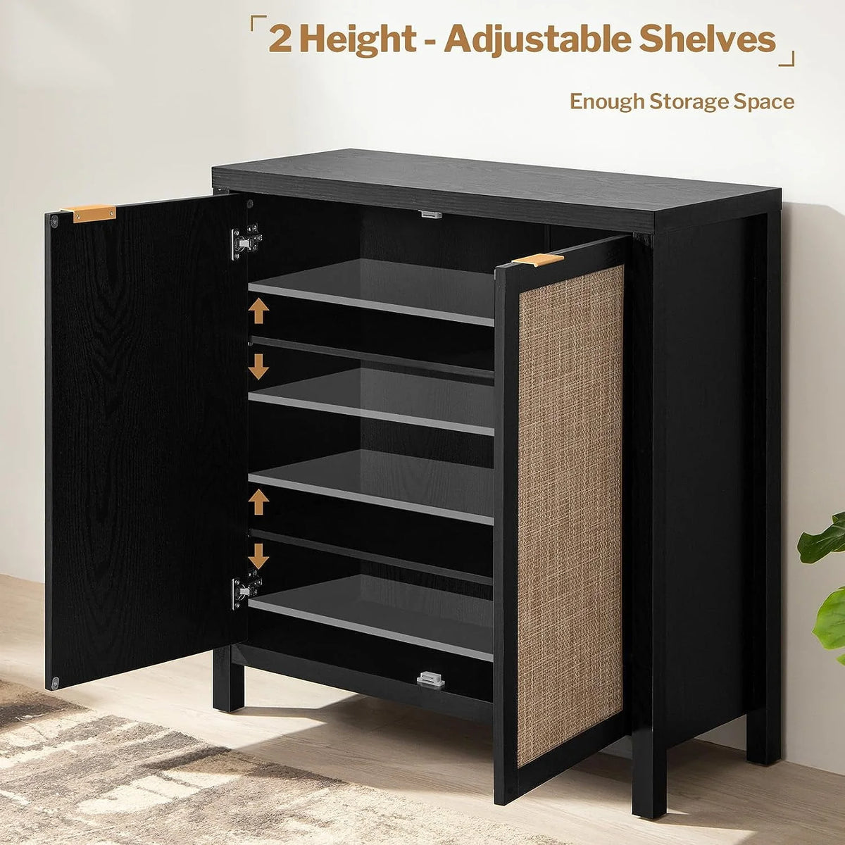 Set of 2 Rattan Cabinet with Doors P272980