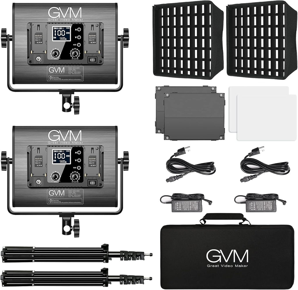 RGB LED Video Light with 2 Softboxes, Photography Lighting Kit Y240710