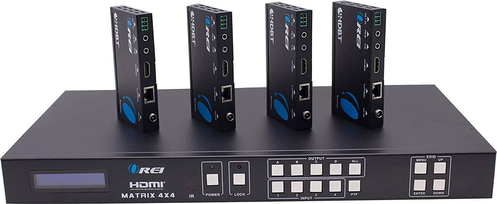 4x4 HDMI Extender Matrix with HDR Switcher & IR Control, RS-232, Loop Out, 4 Receivers Included A123946