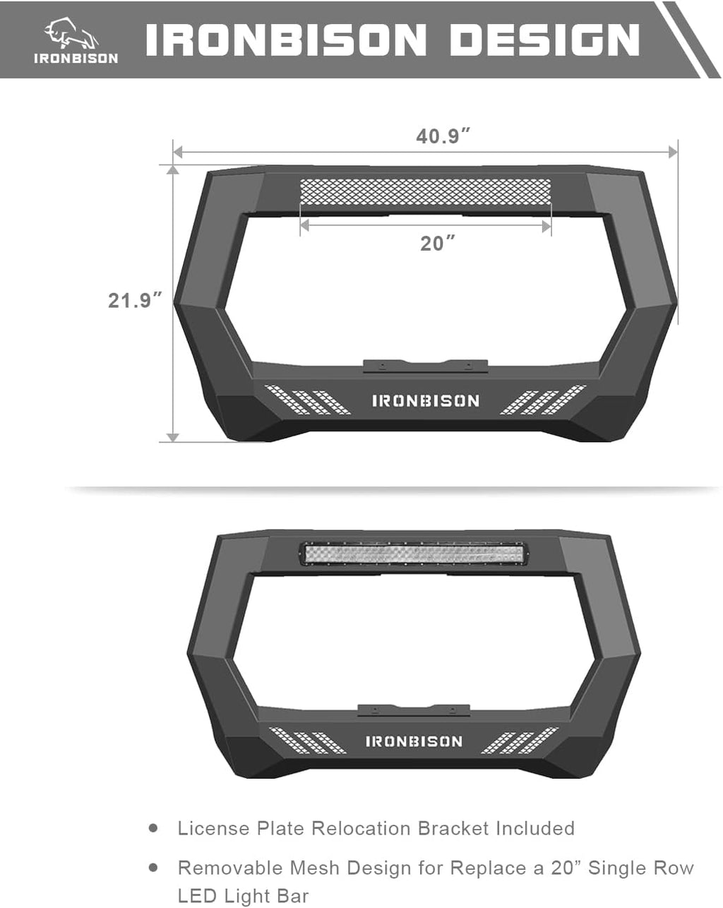 Black Front Bumper Brush Grille Guard X22520