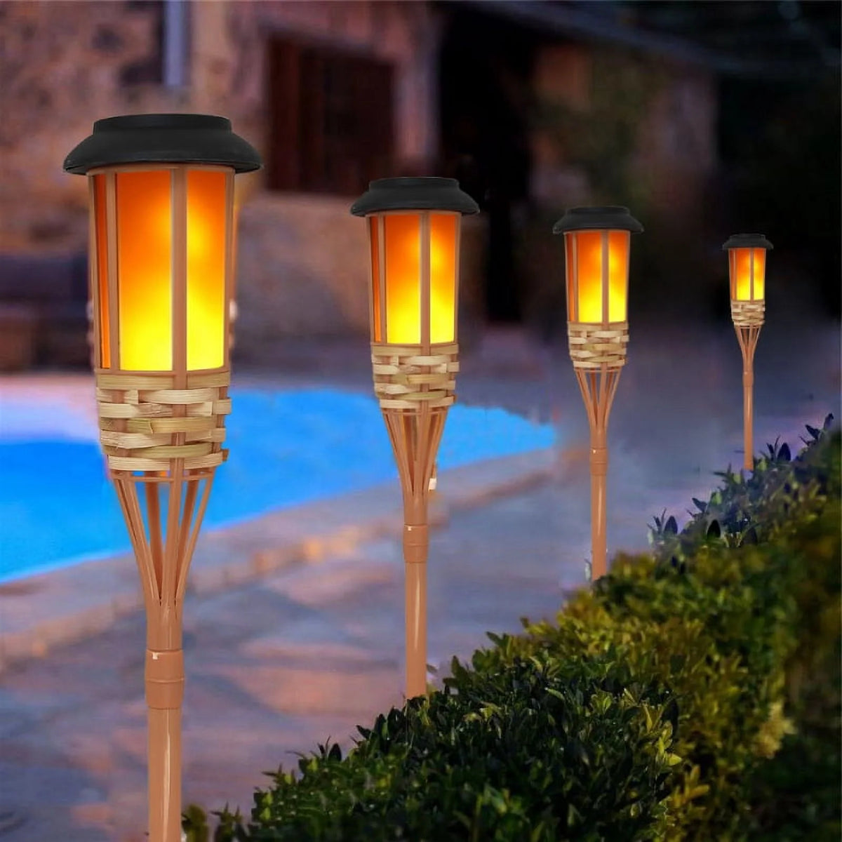 Amber Bamboo Tiki Torch Landscape Light U904848