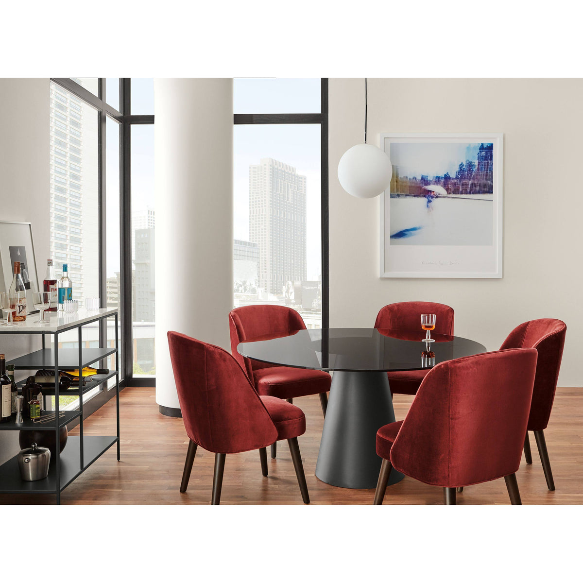Modern Cora Side Chair in Tatum Spice with Charcoal Legs Orange Performance Fabric L2101