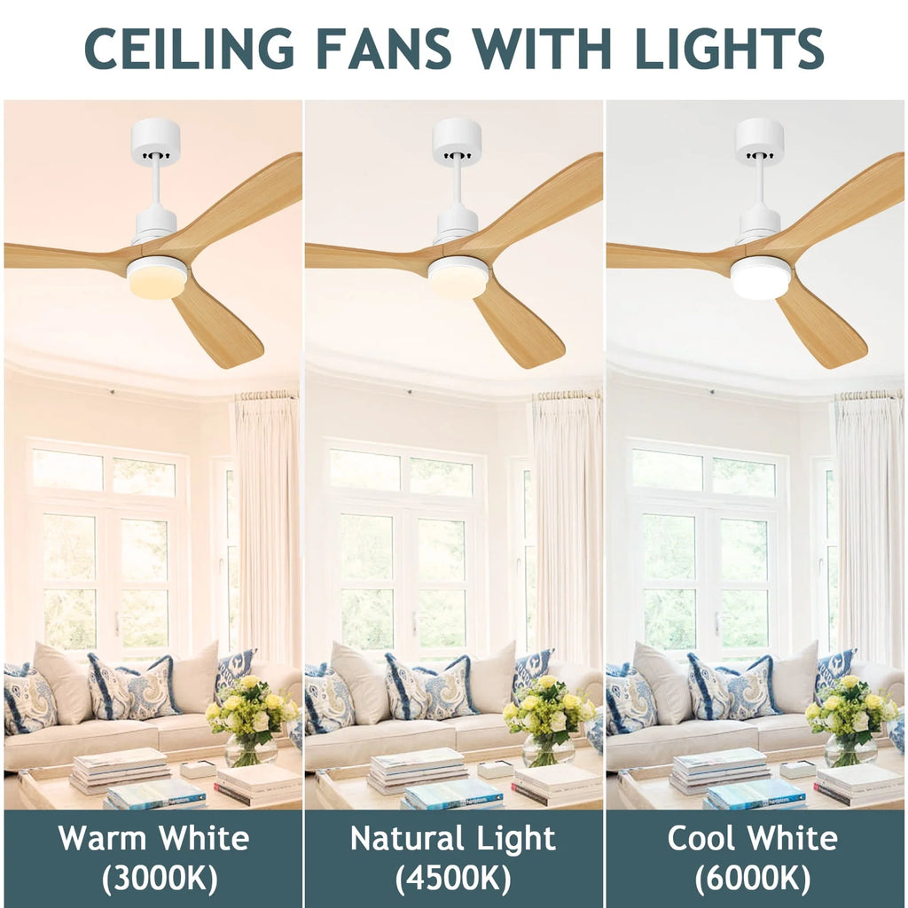 52'' White Ceiling Fan with Light and Remote Control W45386