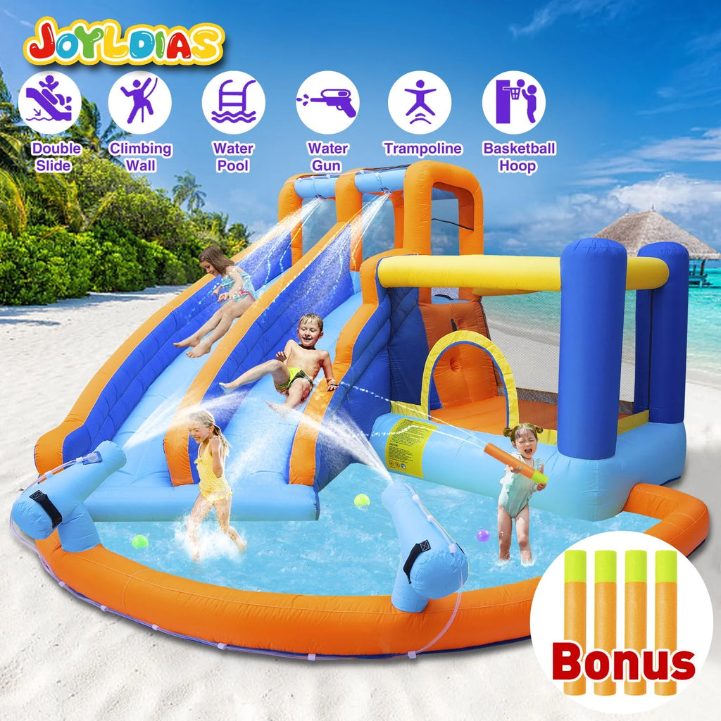 Kids Inflatable Water Slide Bouncer with Pool and Climbing Wall A5564