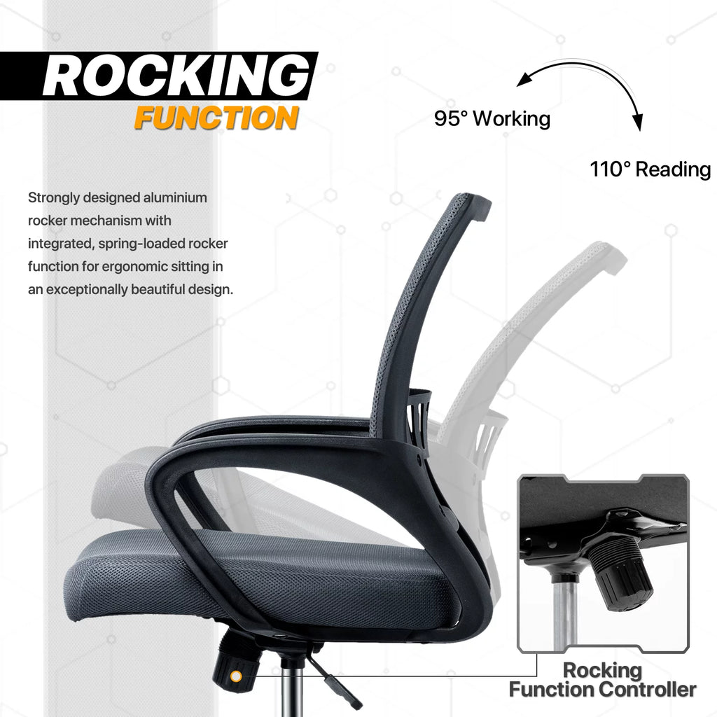 Grey Mesh Ergonomic Office Chair with Lumbar Support X6989