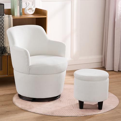 Blue Swivel Accent Chair with Ottoman I3911