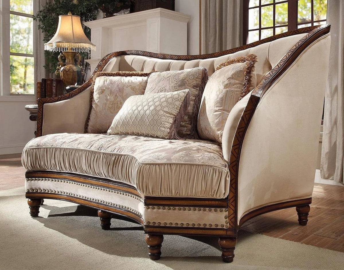 Antique Gold & Dark Oak 3Pcs Sofa Set B685574