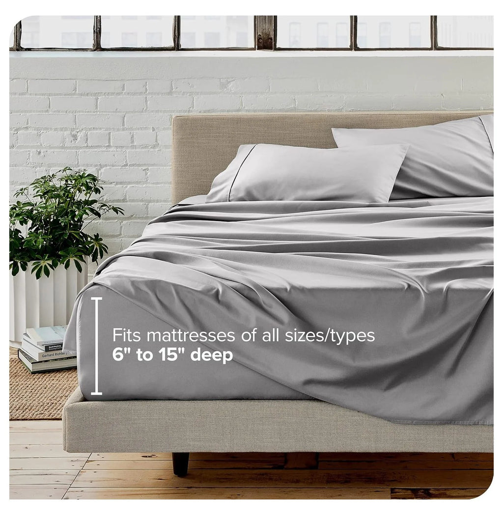 Light Grey 4 Piece Flex King Microfiber Bed Sheet Set D72739