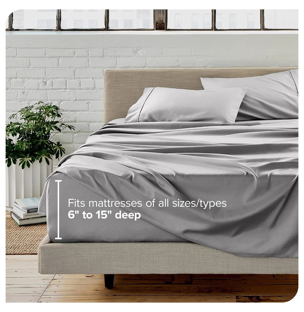 Light Grey 4 Piece Flex King Microfiber Bed Sheet Set D72739