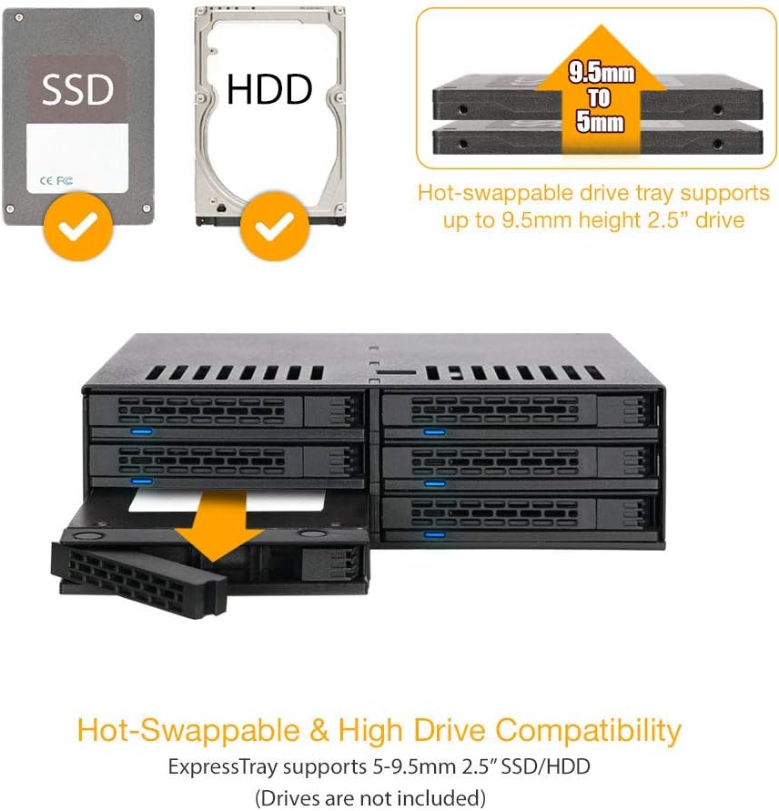 6 x 2.5" SATA HDD / SSD Hot Swap Cage for External 5.25" Bay D1020