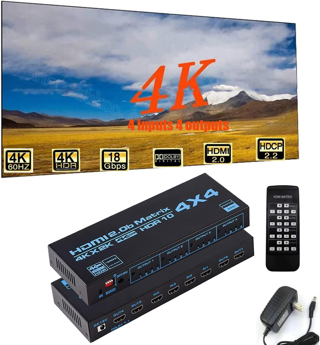 4K HDMI Matrix Switcher 4x4 with Infrared Remote Control E531343