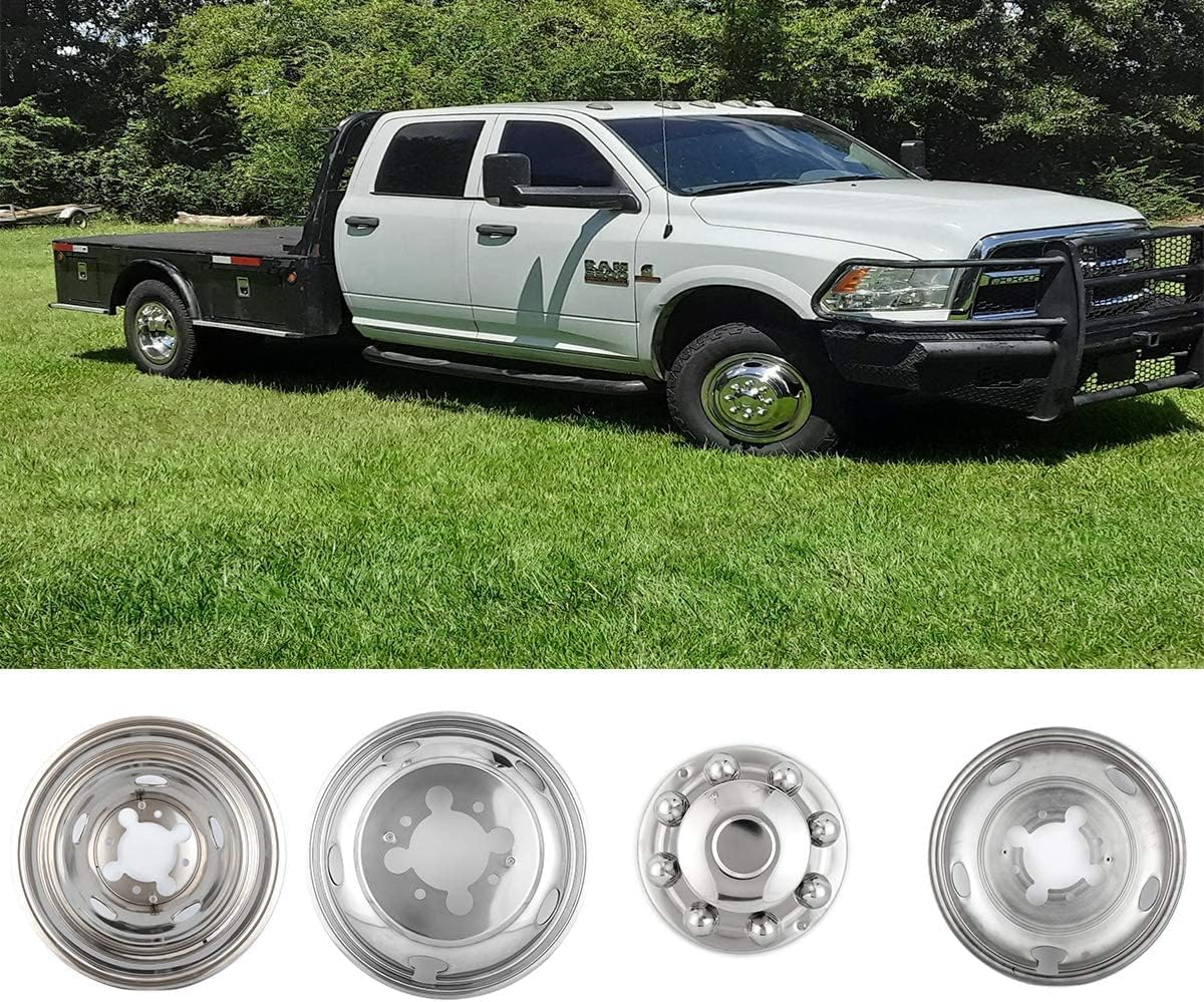 4pcs 17 Stainless Steel Polished Wheel Simulators Hub Caps Rim Covers with Removable Centre Cap Y11495