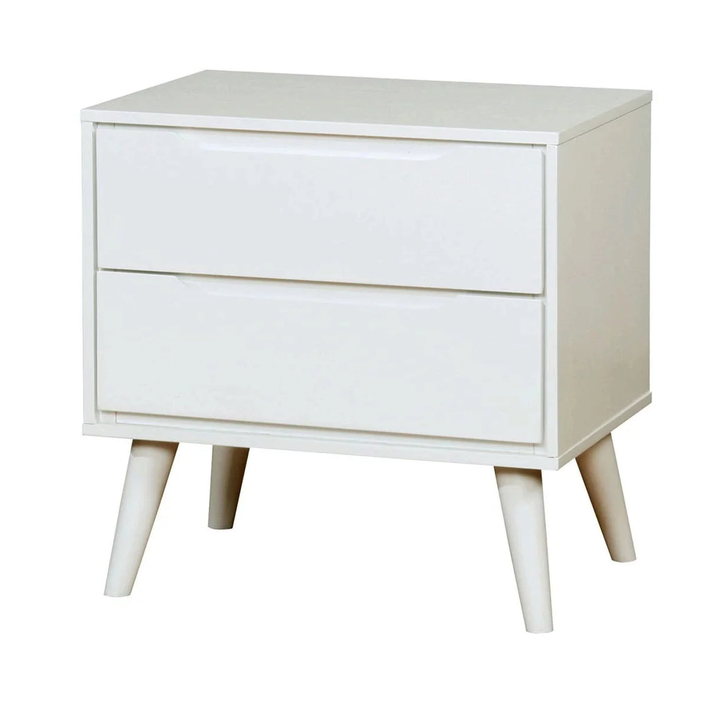White Full Size Bed 2 Nightstands 3pc Bedroom Furniture Set Y890