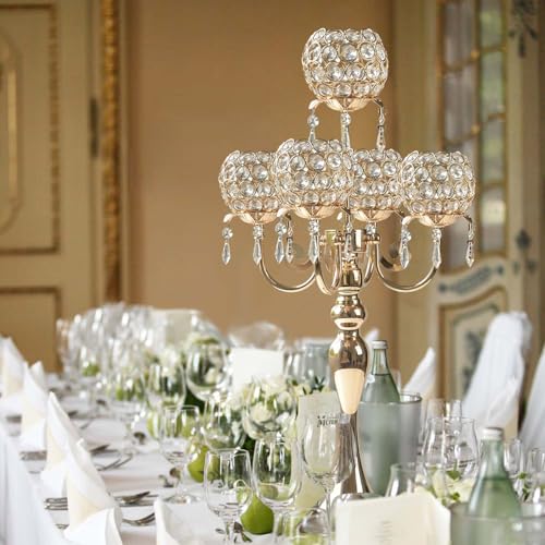 Black Metal Crystal Tea Light Candle Holders Set M941