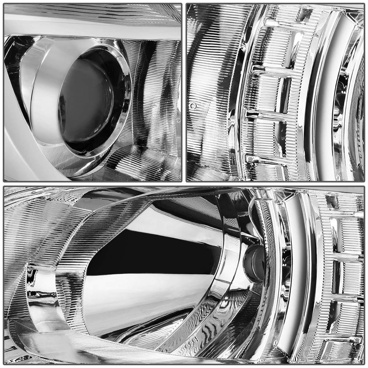 Pair Projector Headlight Chrome Housing Clear Side Headlamps Left + Right I8545