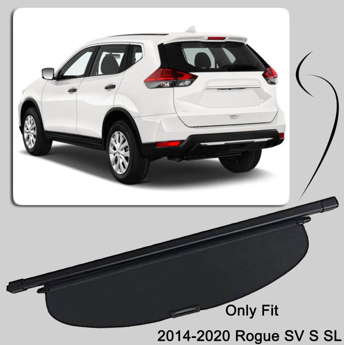 Black Retractable Cargo Cover for Nissan Rogue X4651