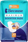 Maximum Incontinence Booster Pads, 2 Cups Extra Absorbency, 20 Count R327