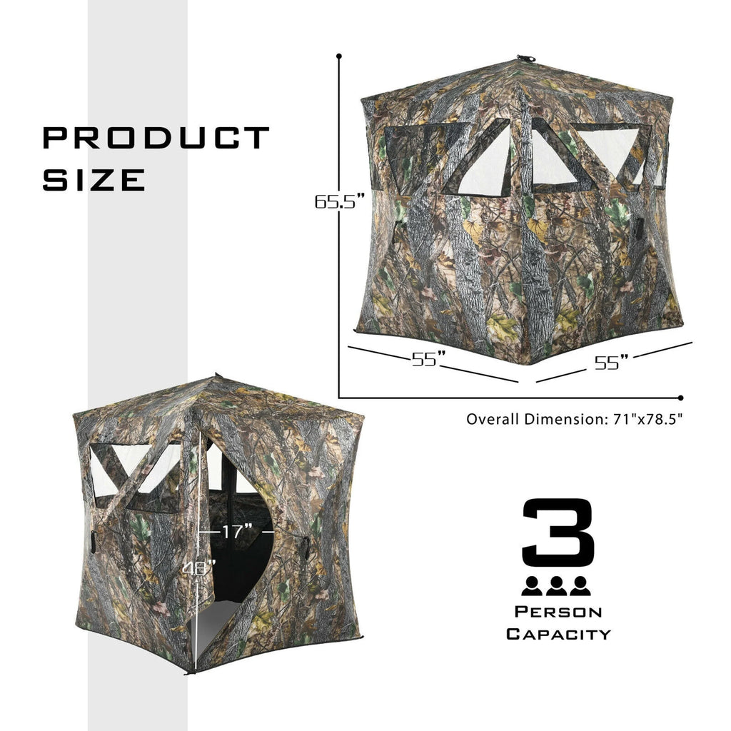 Portable 3 Person Pop-Up Hunting Blind with Carrying Bag B917