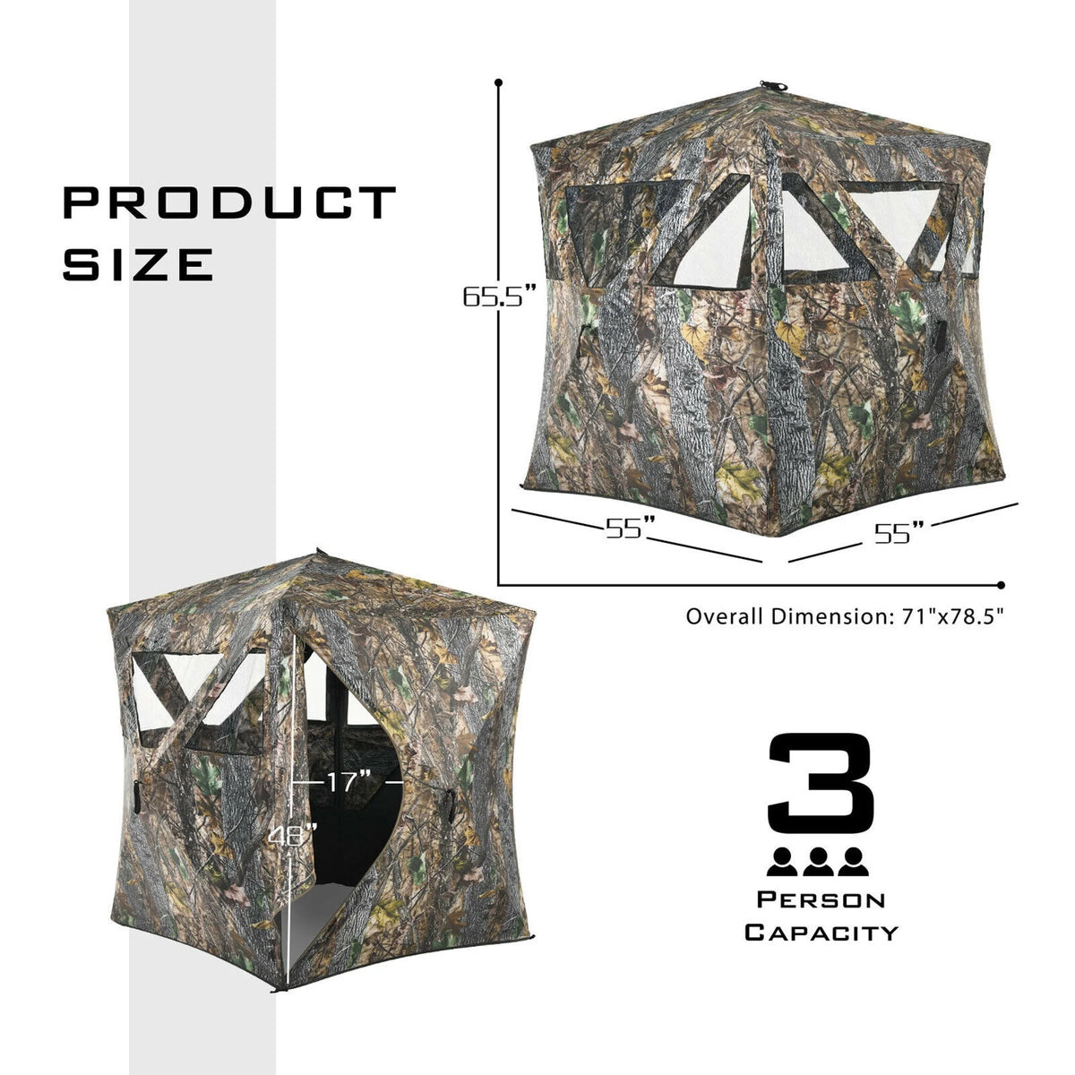 Portable 3 Person Pop-Up Hunting Blind with Carrying Bag B917