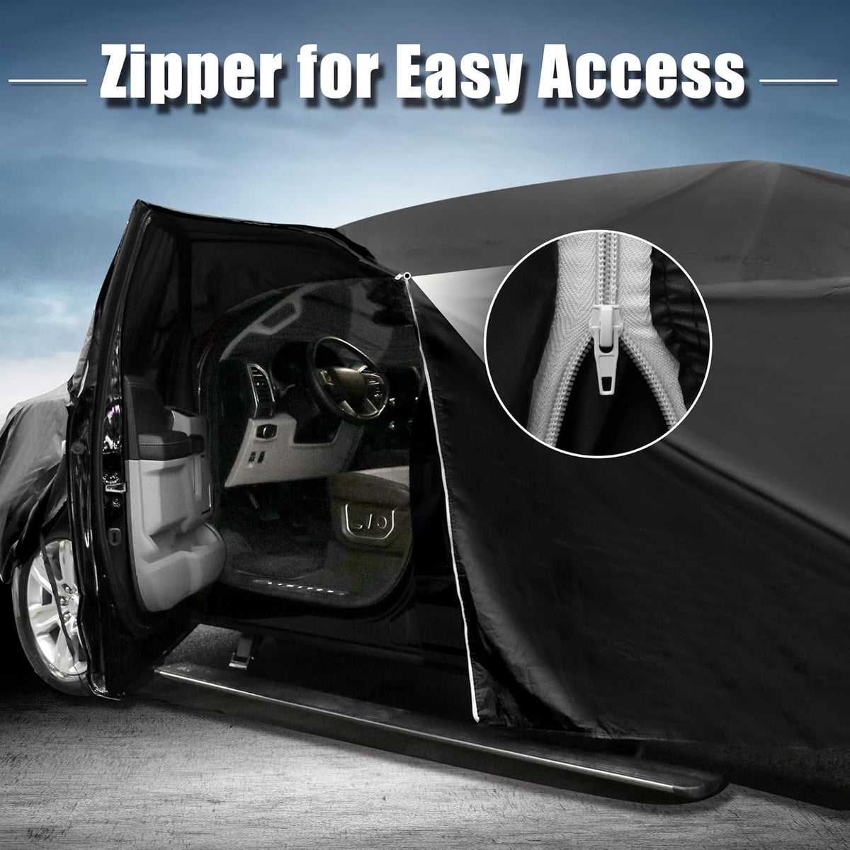 Black 190T PU Waterproof SUV Car Cover Pack of 2 W488