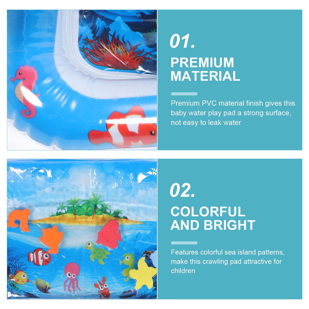 Inflatable Baby Crawling Pad Fish Mat Water Cushion Pvc U581753