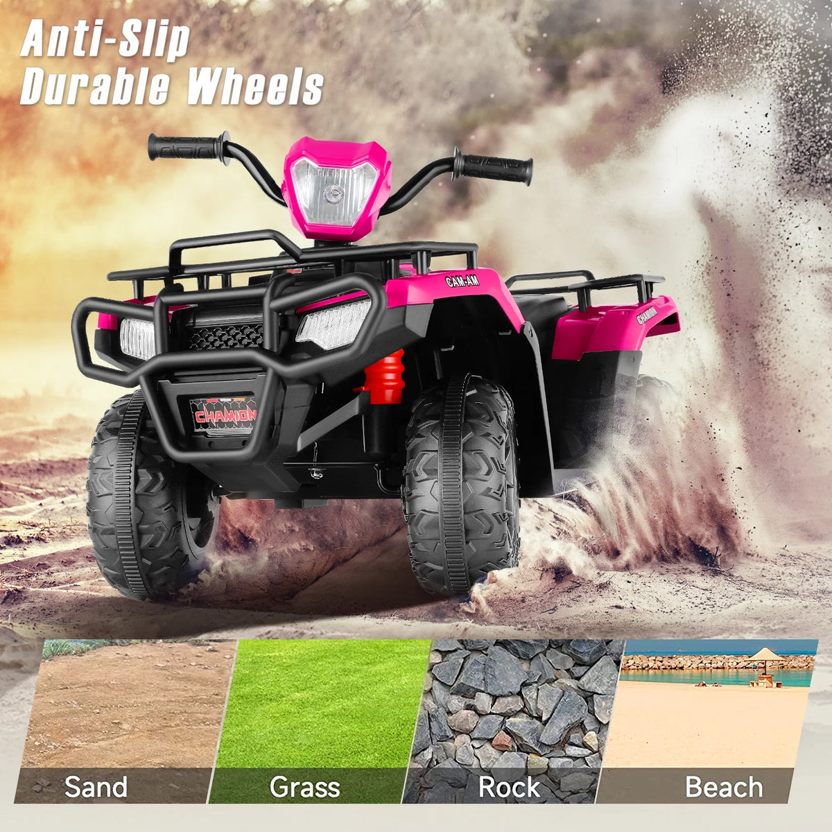 12V Kids Ride on ATV 4-Wheeler Quad Electric Car Rose Red R2265