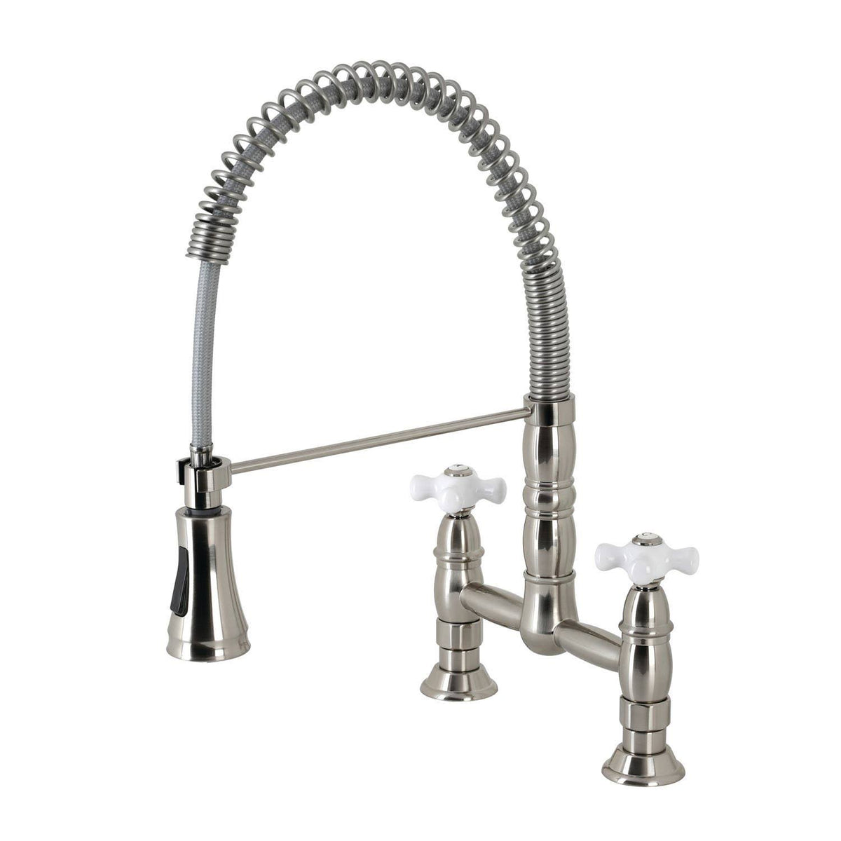 Brushed Nickel Two-Handle Pull-Down Kitchen Faucet B359